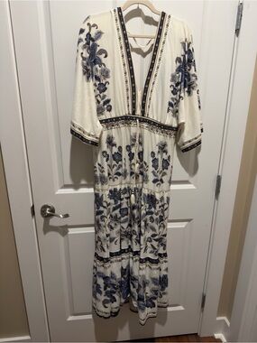 farm rio superbloom tapestry cream maxi dress Farm Rio Superbloom Tapestry Ruffle Maxi Dress